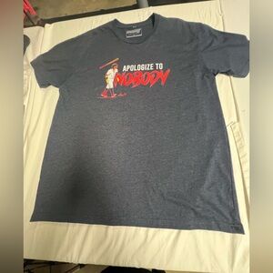 BREAKING T “T SHIRT”. SHORT SLEEVE GRAY. SIZE XL.  “APOLOGIZE TO NOBODY”